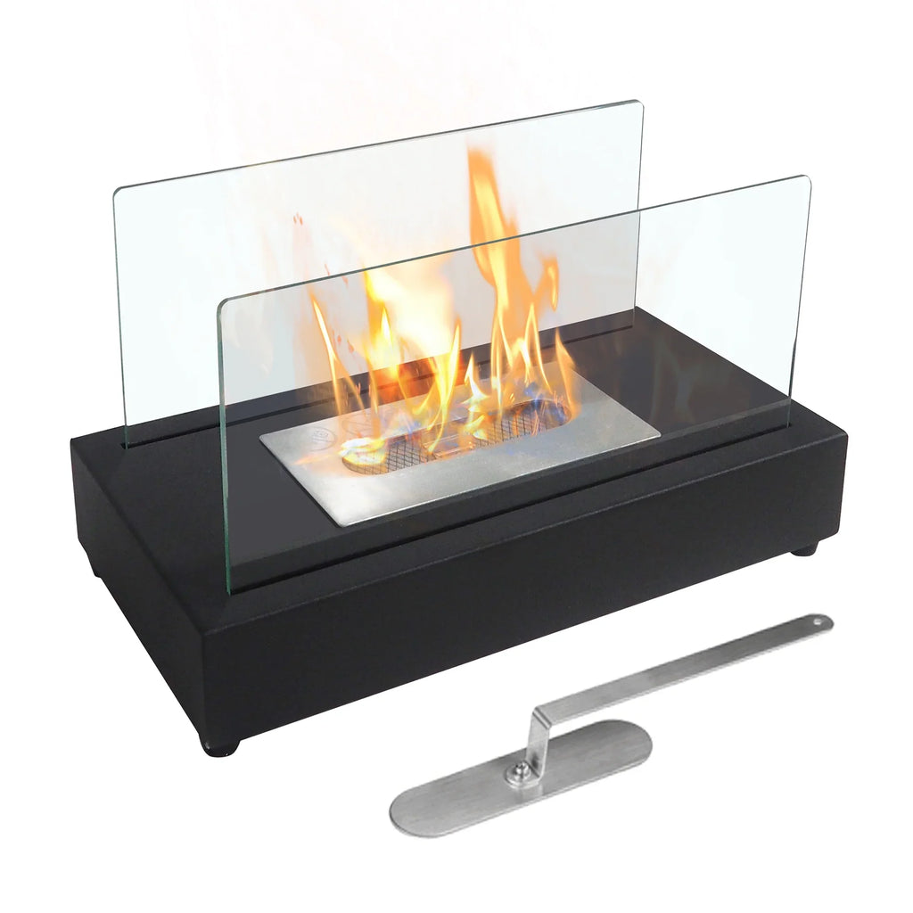 Bio Skypatio exterior Metal 7.1'' Tabletop x 8''H Guard Flame x 13.98''L with Ventless Ethanol Fireplace W