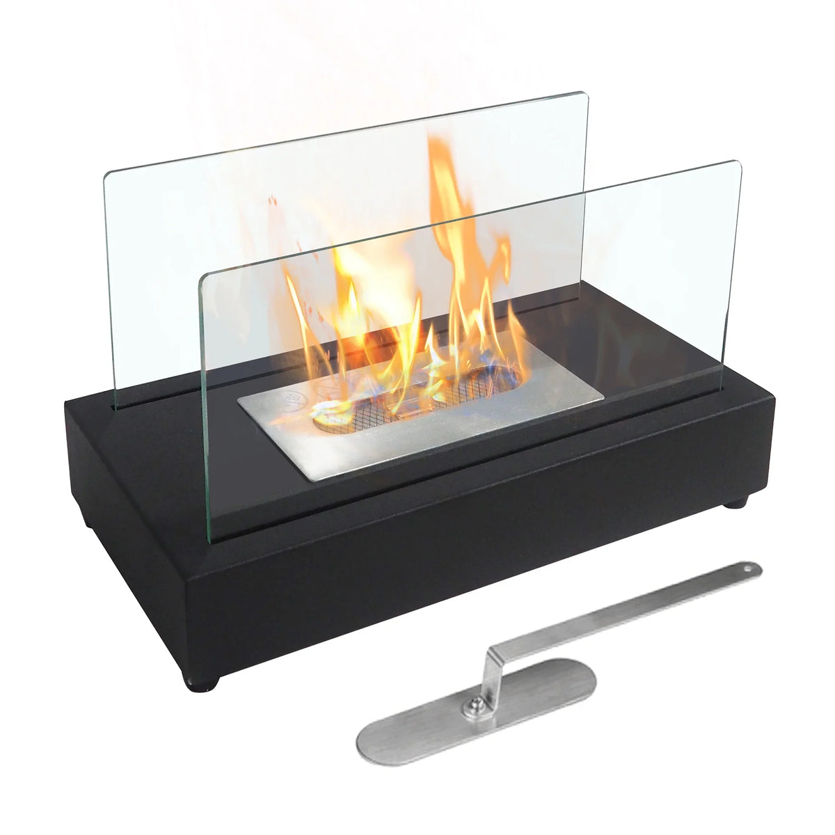 Bio Skypatio exterior Metal 7.1'' Tabletop x 8''H Guard Flame x 13.98''L with Ventless Ethanol Fireplace W