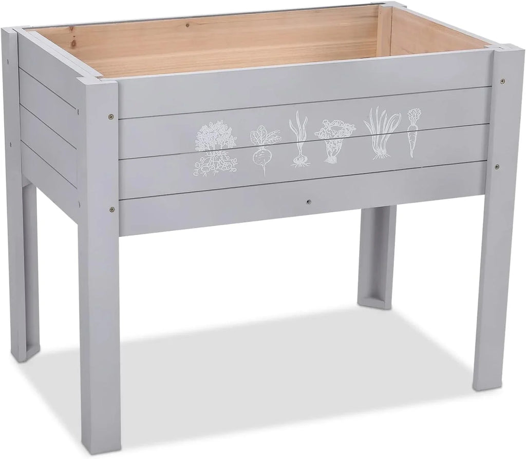 Raised for Garden Elevated Raised Light Box Yard, Bed, Inch Lawn Bed Planter x 30 Grey x 24 Grass for Kids Vegetables Kids Garden exterior Wooden Raised 18