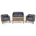 and with Acacia 4 Seater Gray exterior Cushions, and Wood Charlotte GDF Set Chat Teak Rope Studio