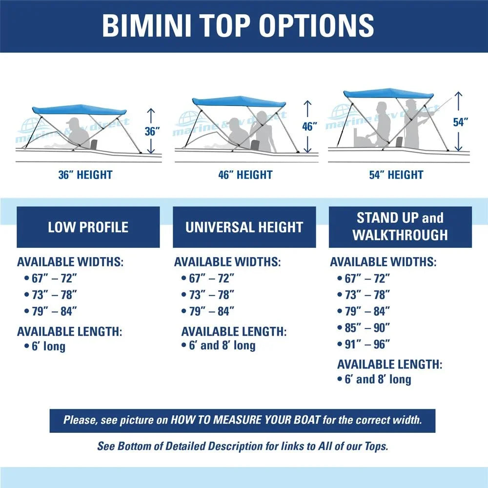 x Bow 78" 73" Poles Boat High Rear 6' Bimini - 3 Top Cover W L 46" ft. BURGUNDY