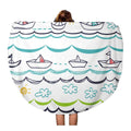 Beach Beach 60 Circular Child Towel inch Children Boats Travel LADDKA Cartoon Mat Circle Blue Throw Towels Tapestry Blanket White Round Pattern Abstract Baby