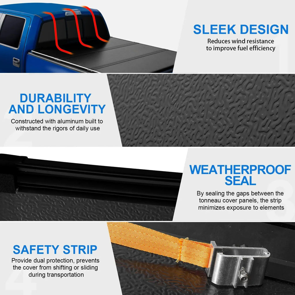 Compatible Ram 1500, 6.4Ft Cover Dodge Dodge 2002-2023 Ram 2500HD/3500HD 2003-2023 Bed Tri-Fold Truck with Tonneau Hard