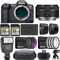 Camera Mirrorless Kit f/1.8 EOS STM +50mm Canon +Flash- Lens R5