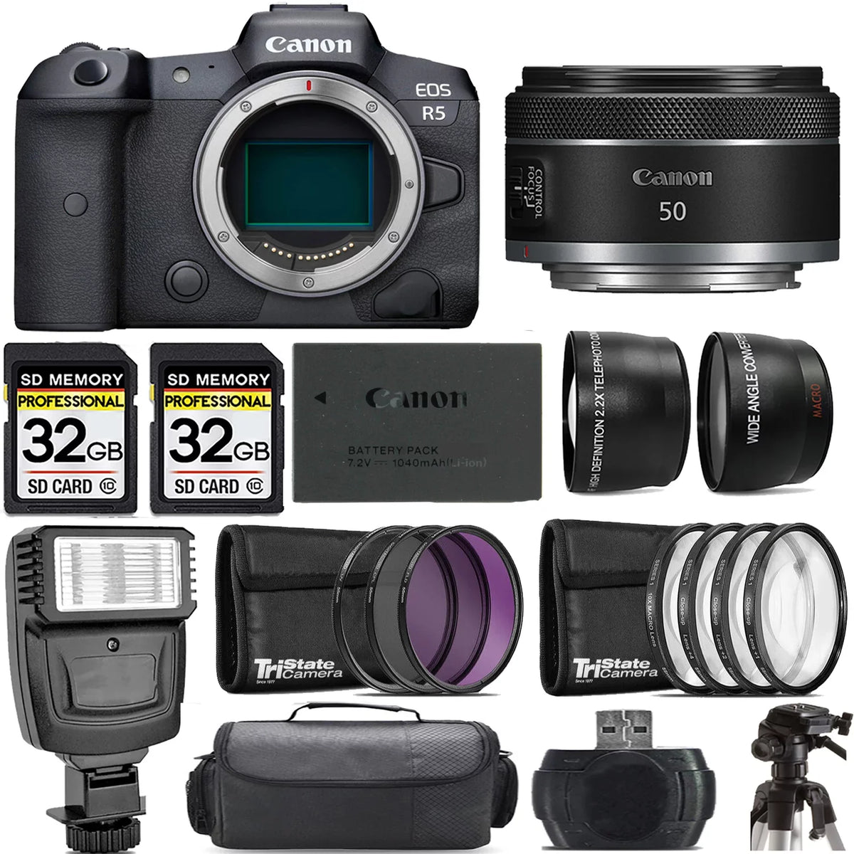 Camera Mirrorless Kit f/1.8 EOS STM +50mm Canon +Flash- Lens R5