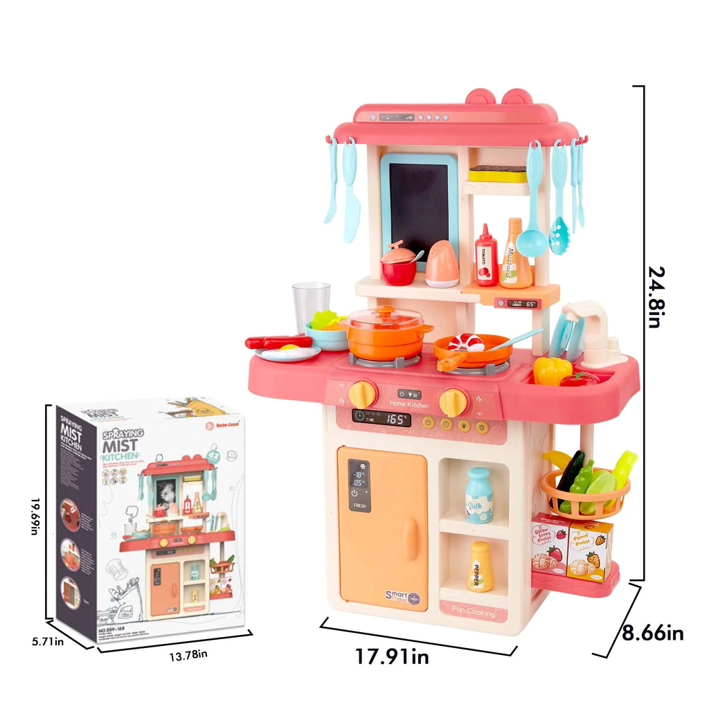Toys Play for with 42-Pack Set Educational Toddler Sounds Kitchen Toddlers, for Real Food, Boys, Preschool Set Accessories Toy Pretend Kids Pink and Lights, Toys Kitchen Girls for