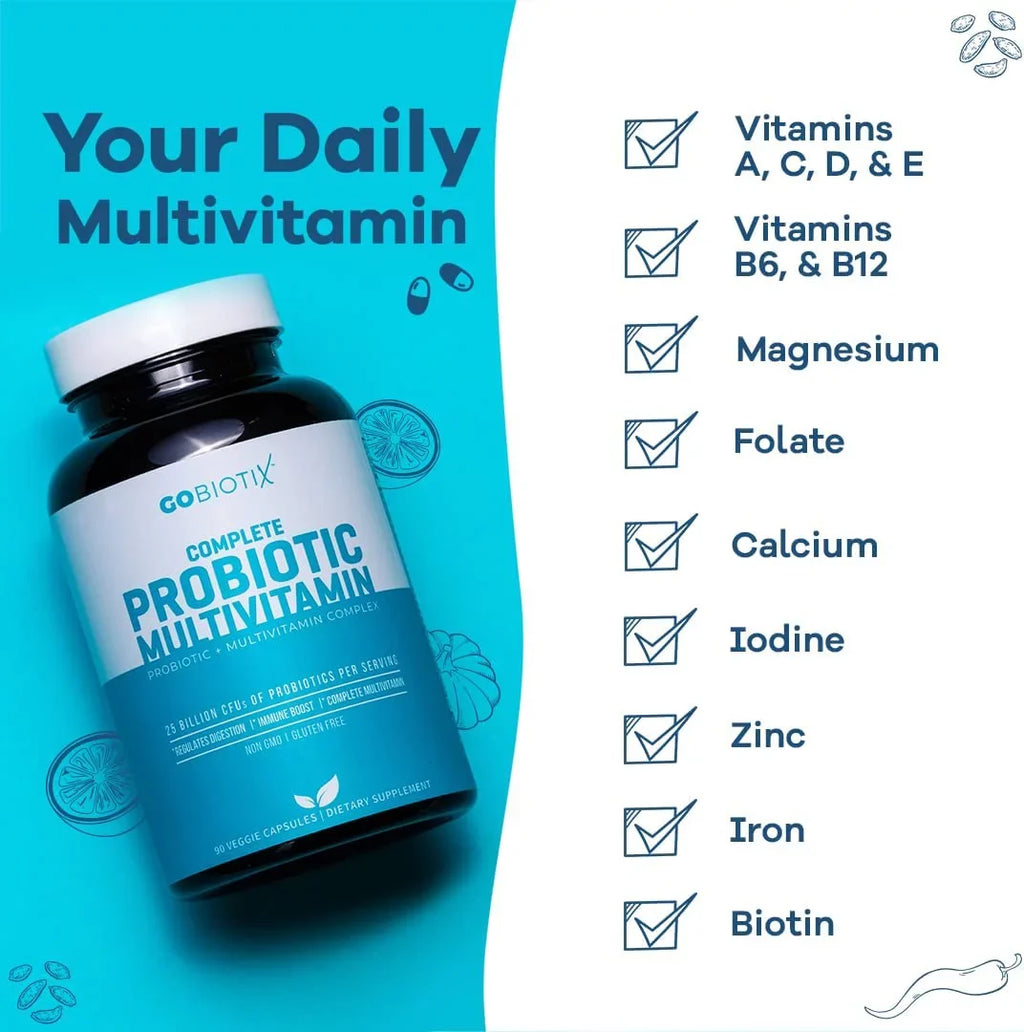 CFU Veggie Billion Women GoBiotix for 25 Free | Boost | Digestive Multivitamin &amp; | Immune 90 Probiotic ? Gluten Men Health, Probiotics &amp; with | Daily C Flora Probiotic Multivitamin