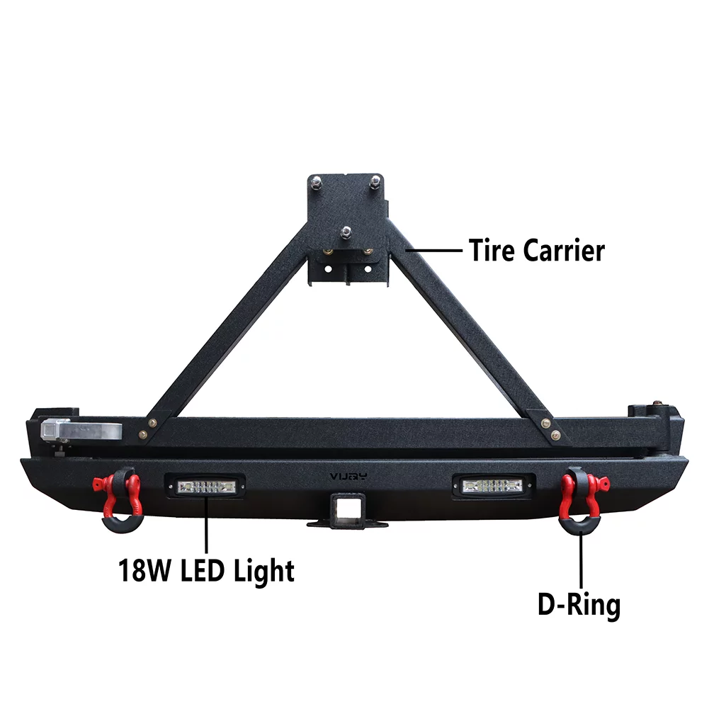 Lights Cherokee Bumper Jeep W/Spare 1984-2001 Ronghui Steel Tire & Carrier For Rear XJ