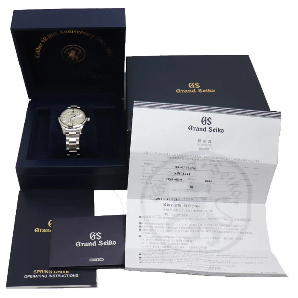 Edition 10th to Drive Seiko SBGA111/9R65-0BP0 Pre-Owned worldwide Men's Spring (Good) 1,500 Grand pieces Watch Automatic Anniversary Limited