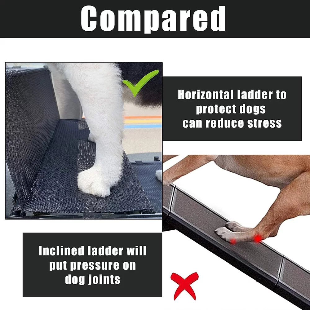 Foldable High Beds,Trucks,SUV,Car Pet Stairs,Lightweight Frame for Ramp,Metal Nonslip Portable 4 Sunb Stairs Steps