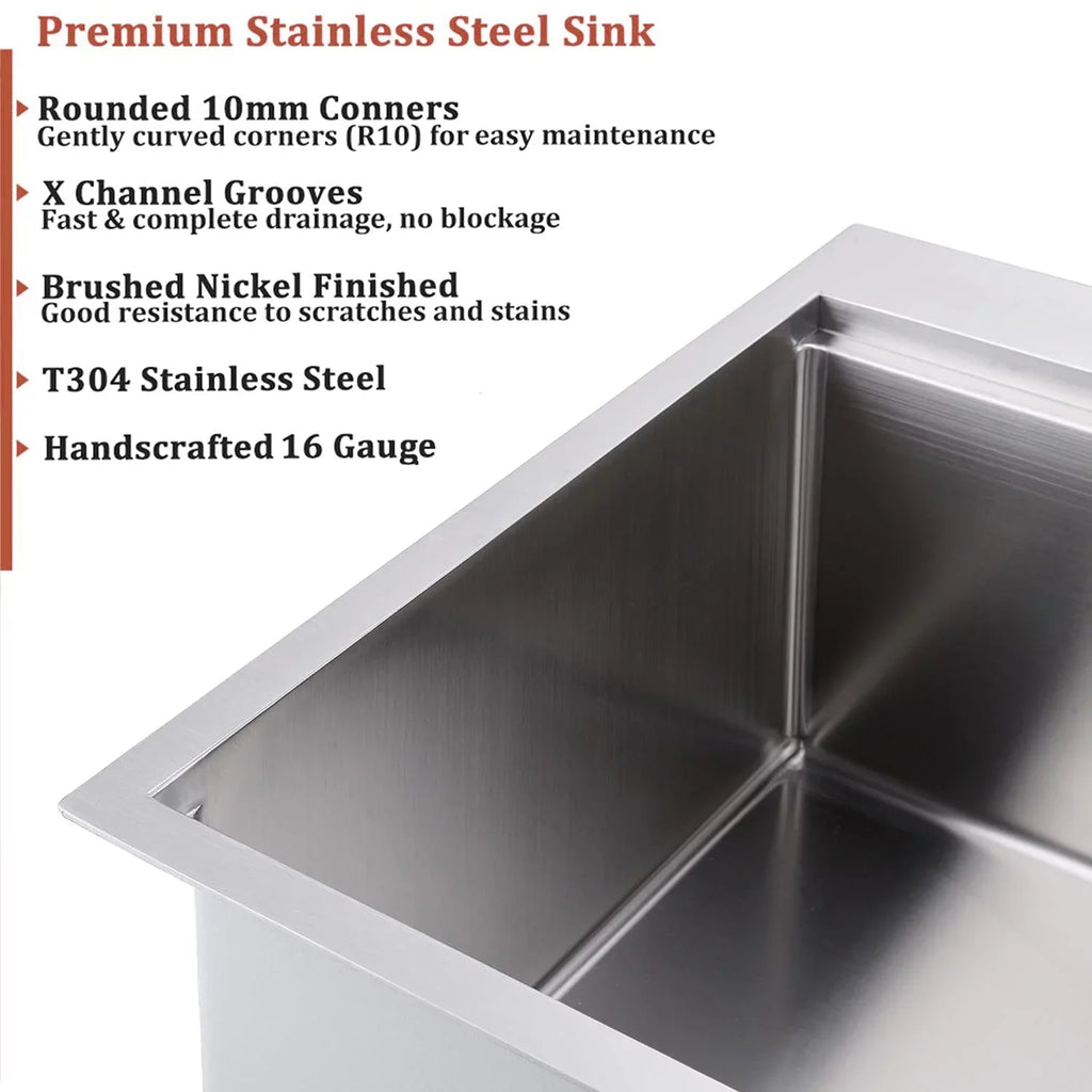 Bowl Drop-In 30'' Steel Single Holes Kitchen Sink with Stainless PROOX Faucet 2