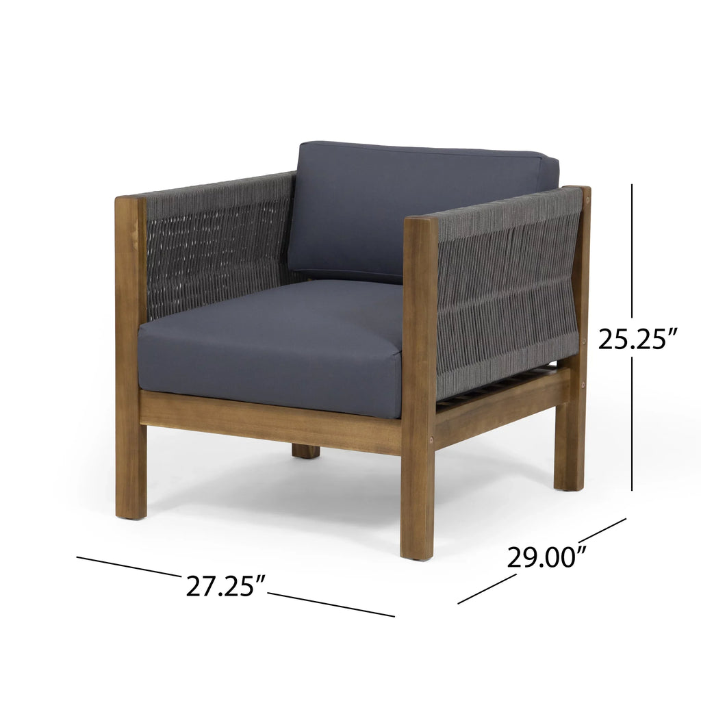 and with Acacia 4 Seater Gray exterior Cushions, and Wood Charlotte GDF Set Chat Teak Rope Studio
