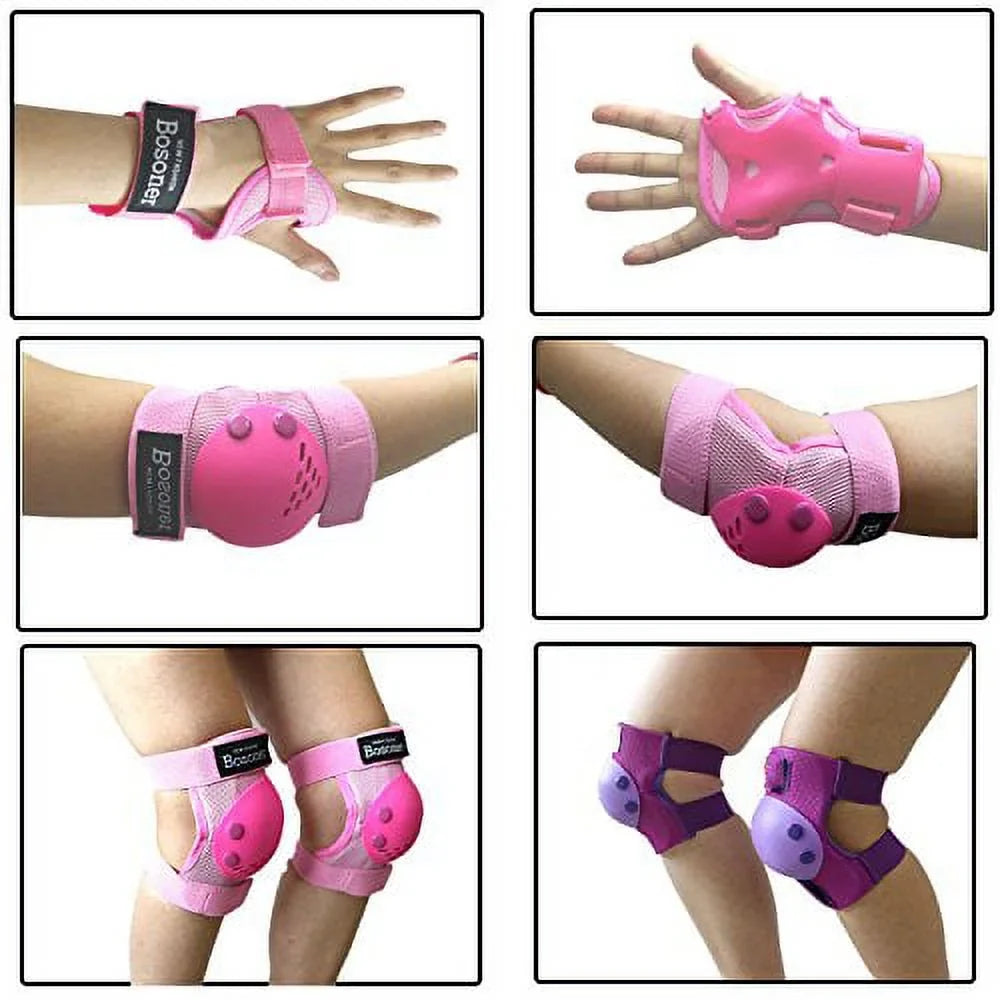 Wrist Small for Child Years, Skating, Scooter Knee (3-7 Roller Sports Skates, Bike, years) Inline Elbow Set Guards Pads BOSONER Purple BMX Skateboard, Pads Kids/Youth Riding Gear Set Protective for Cycling,