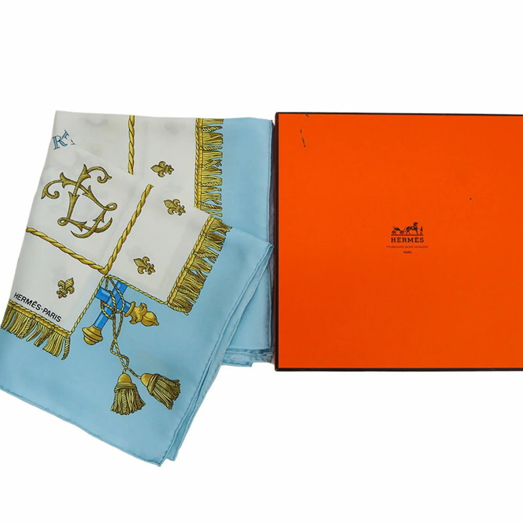 New) (Like Hermes Blue Scarf Light Silk Pre-Owned