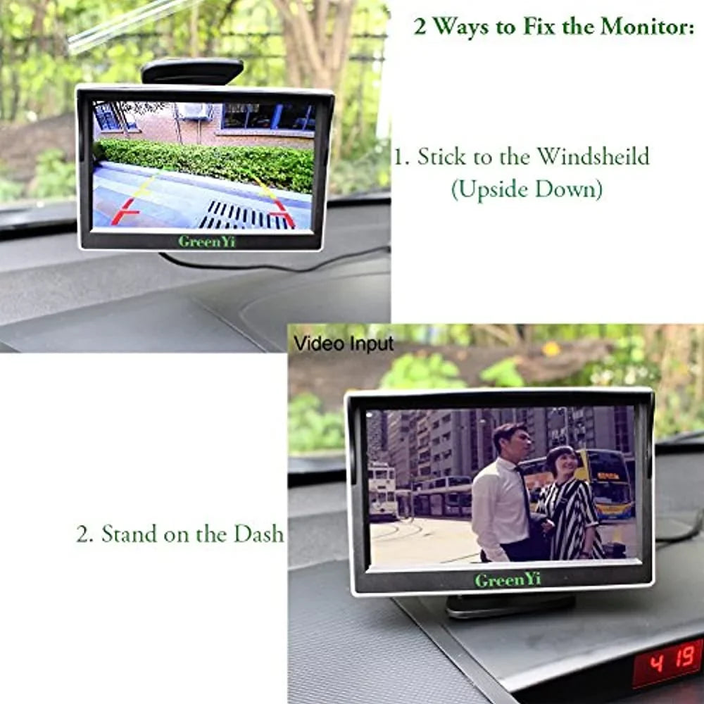 monitor, 5 video tft color 2 car with greenyi for display lcd screen on-dash input video player camera vehicle hd dvd backup