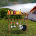 Miumaeov Portable Wooden for Shelf Picnic, Rack Table Grill Rack exterior Storage BBQ Picnic Camping,
