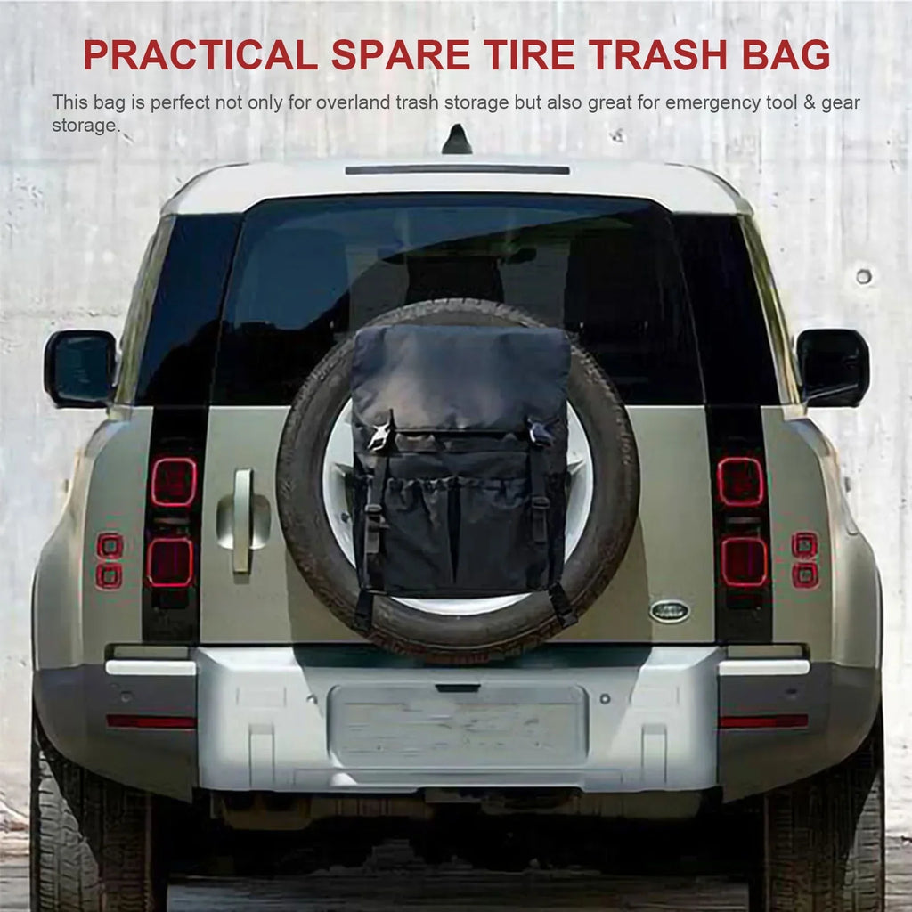 Travel Backpack - Organizer Car Spare Off-Road for Tire Multi-Pocket Trash Bag and Cargo Camping Gear Storage and