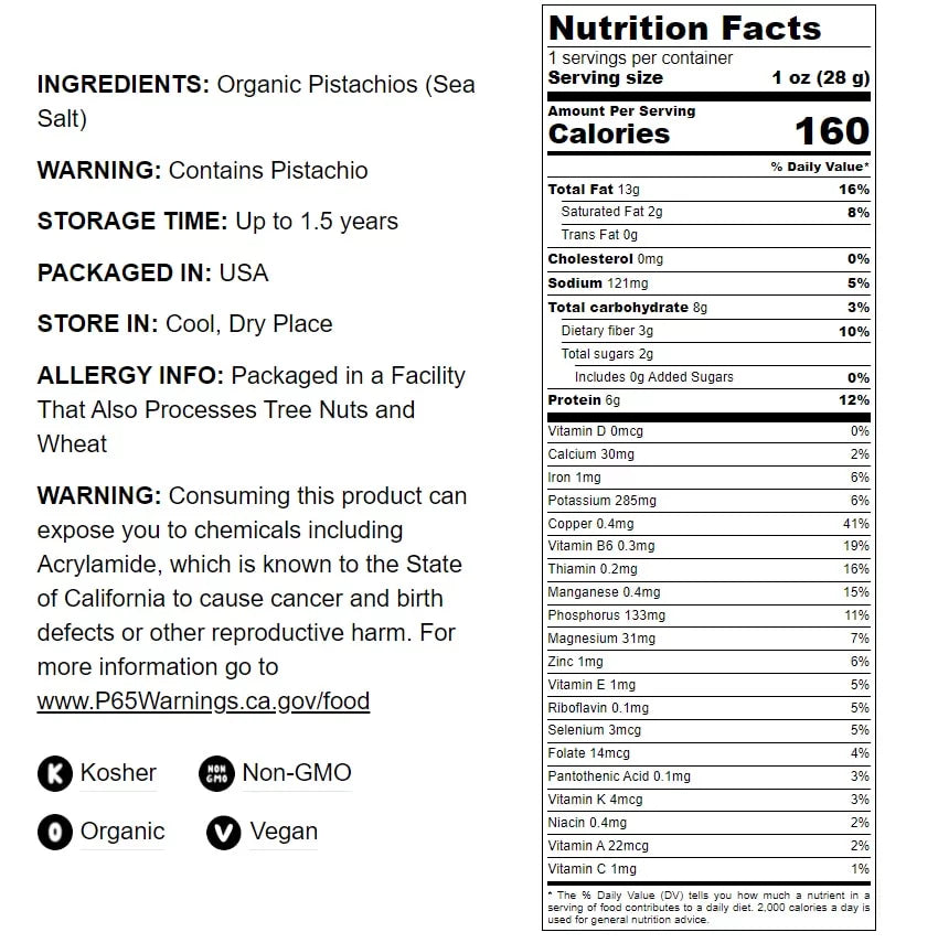 Non-GMO, — Pistachios Vegan Salted, by — Live 25 Organic to Pounds Roasted and Food