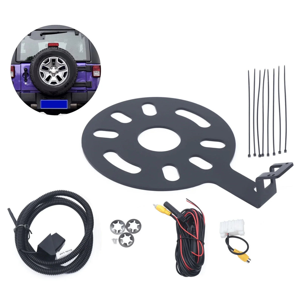 View Mount Jeep Backup Tire Rear ZhdnBhnos 170° Spare JK Camera Wrangler for Bracket 2007-2017 Kit