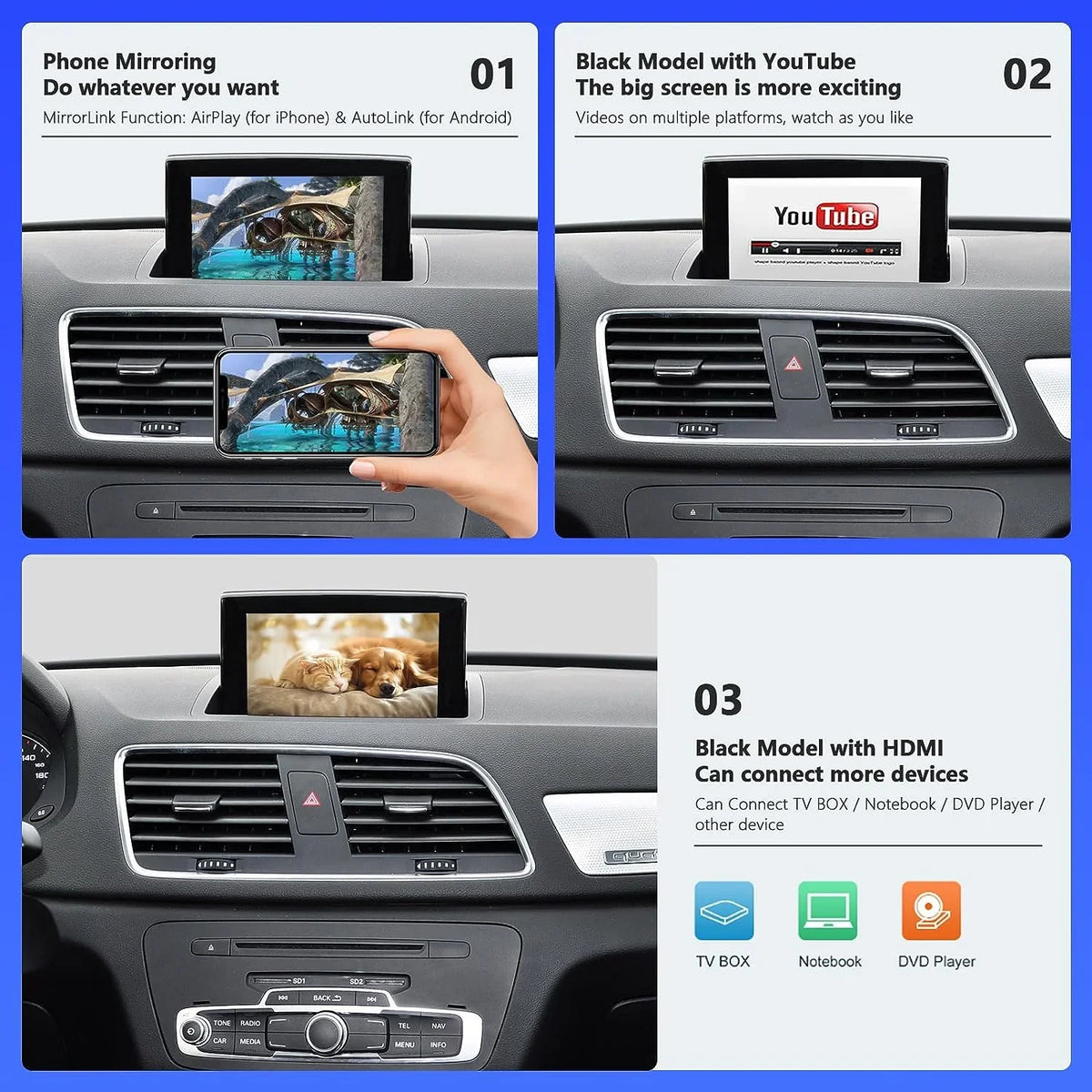 Year Carplay 2014-2018 with Android Camera Decoder, Q3 Auto for Kit Module 3G, Mirrorlink, Audi Top Support Carplay Version), MMI Wireless Software Car (HN+ Retrofit Road