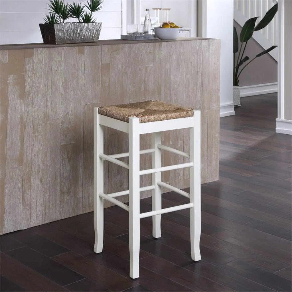 Rush - Stationary in of Home White Bar 2 29" Stool Set Square Square