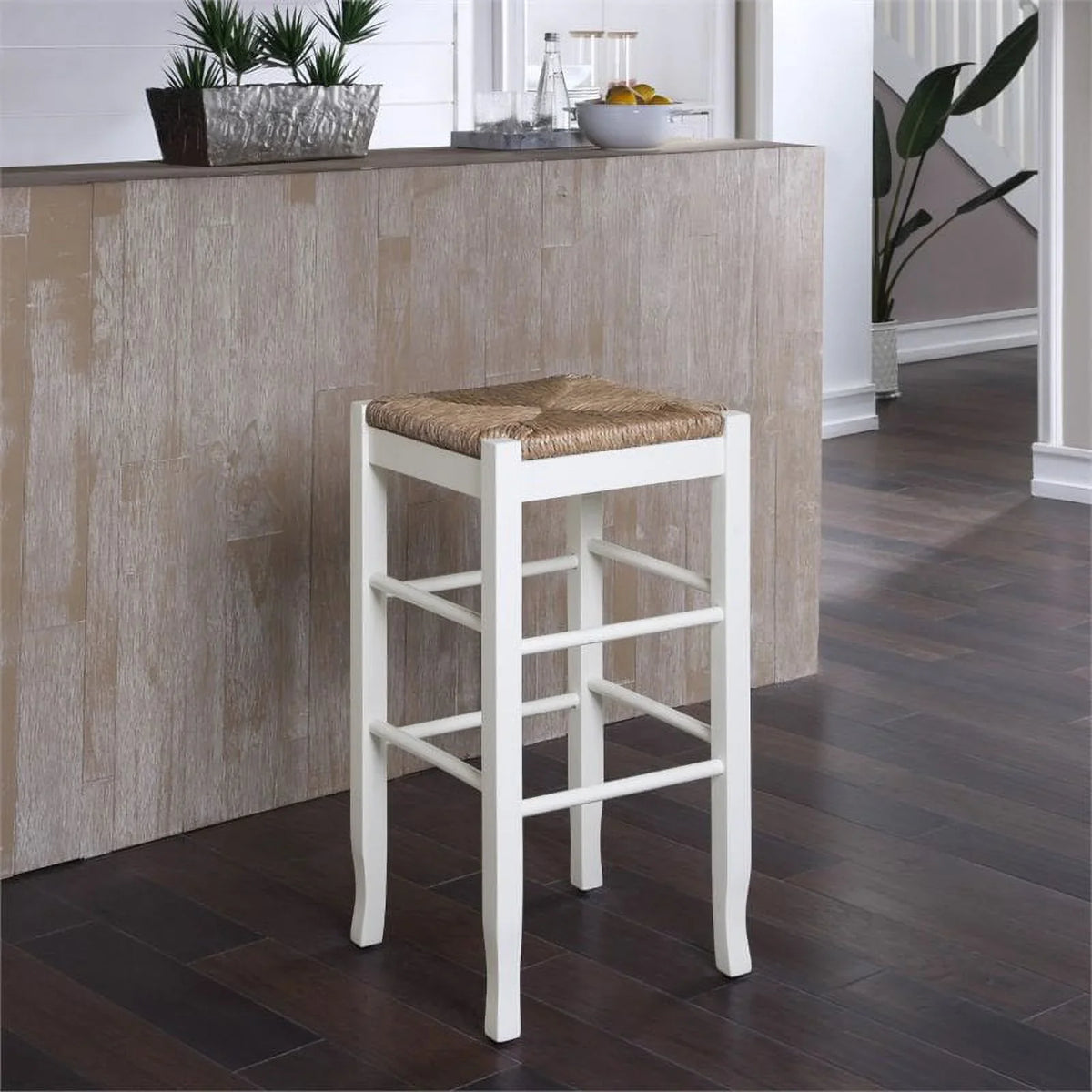 Rush - Stationary in of Home White Bar 2 29" Stool Set Square Square