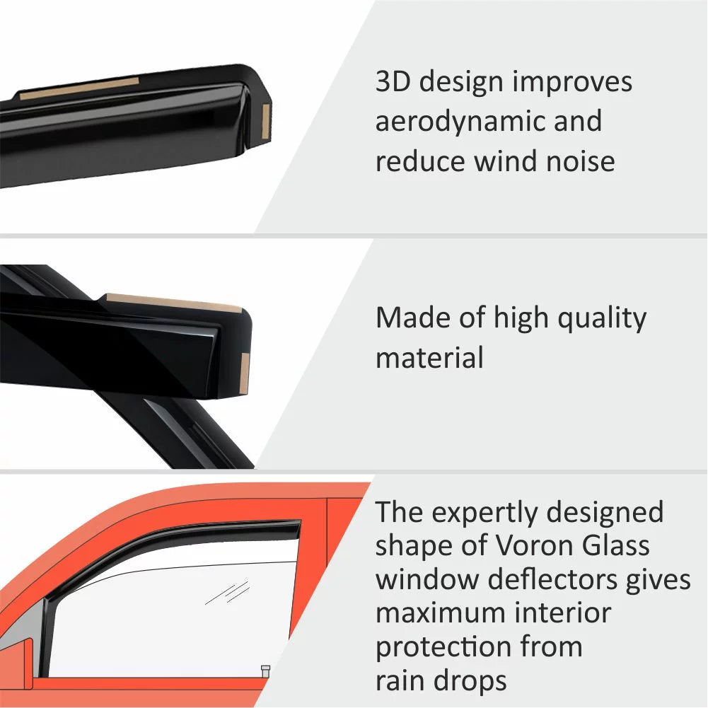 Voron 200262 Odyssey Visors, Vent Deflectors, 2018-2024, Window Rain in-Channel Guards Glass Pieces - Durable 4 Window for Extra Honda