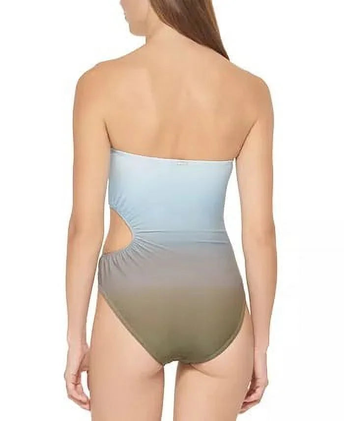 OMBRE 12 US SPLASH Cutout Bandeau DKNY One-Piece MOSS Swimsuit,