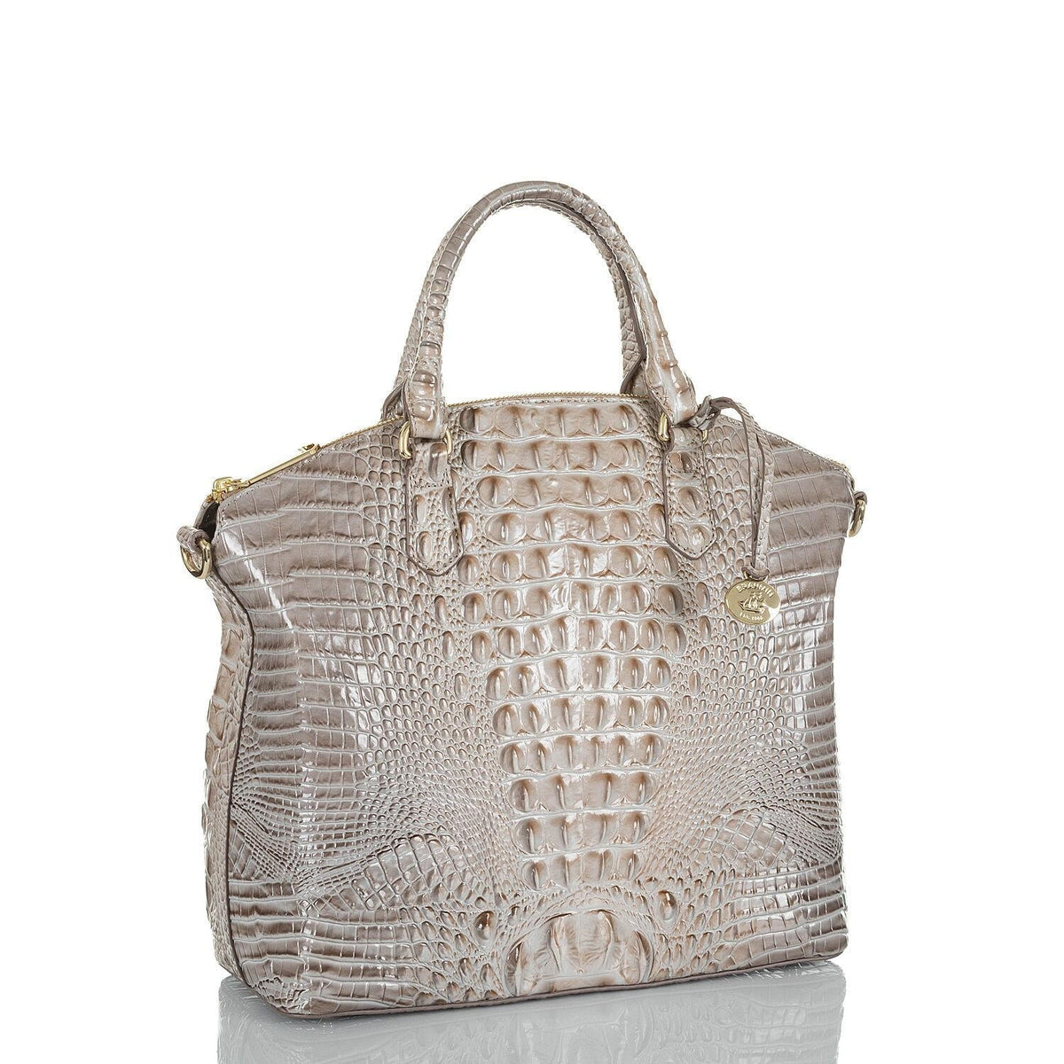 Satchel Brahmin Sugar Cane Duxbury Large Silver/Metallic