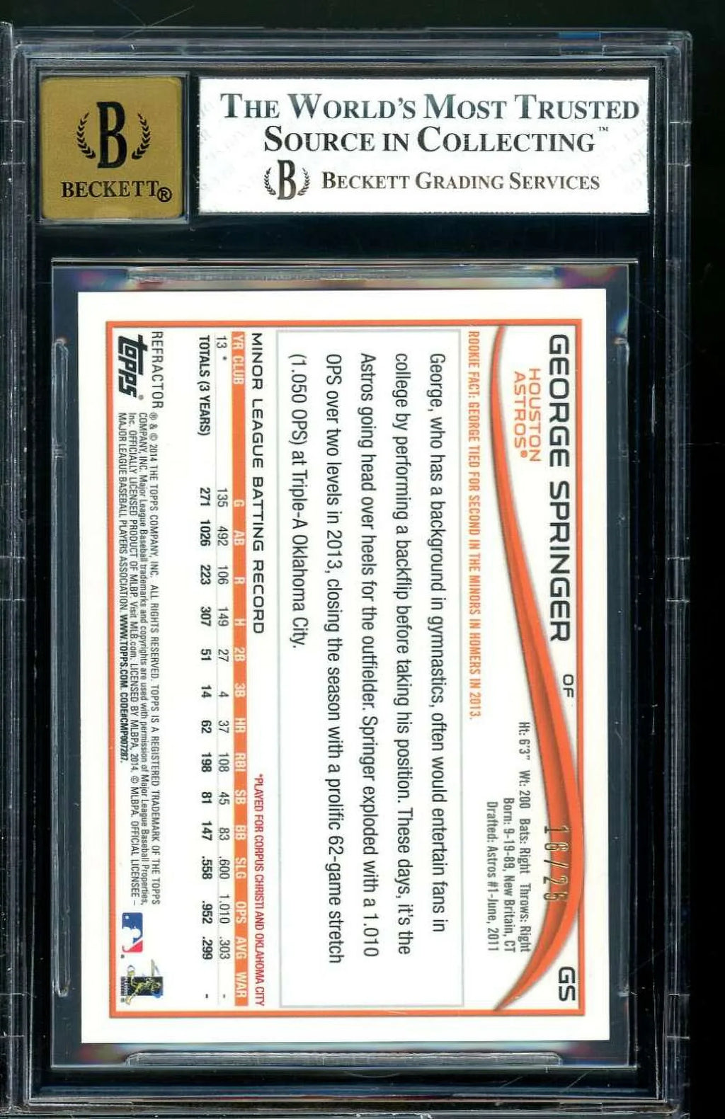 Autographs George Topps Rookie Rookie Red Refractors 2014 Springer BGS Chrome 8