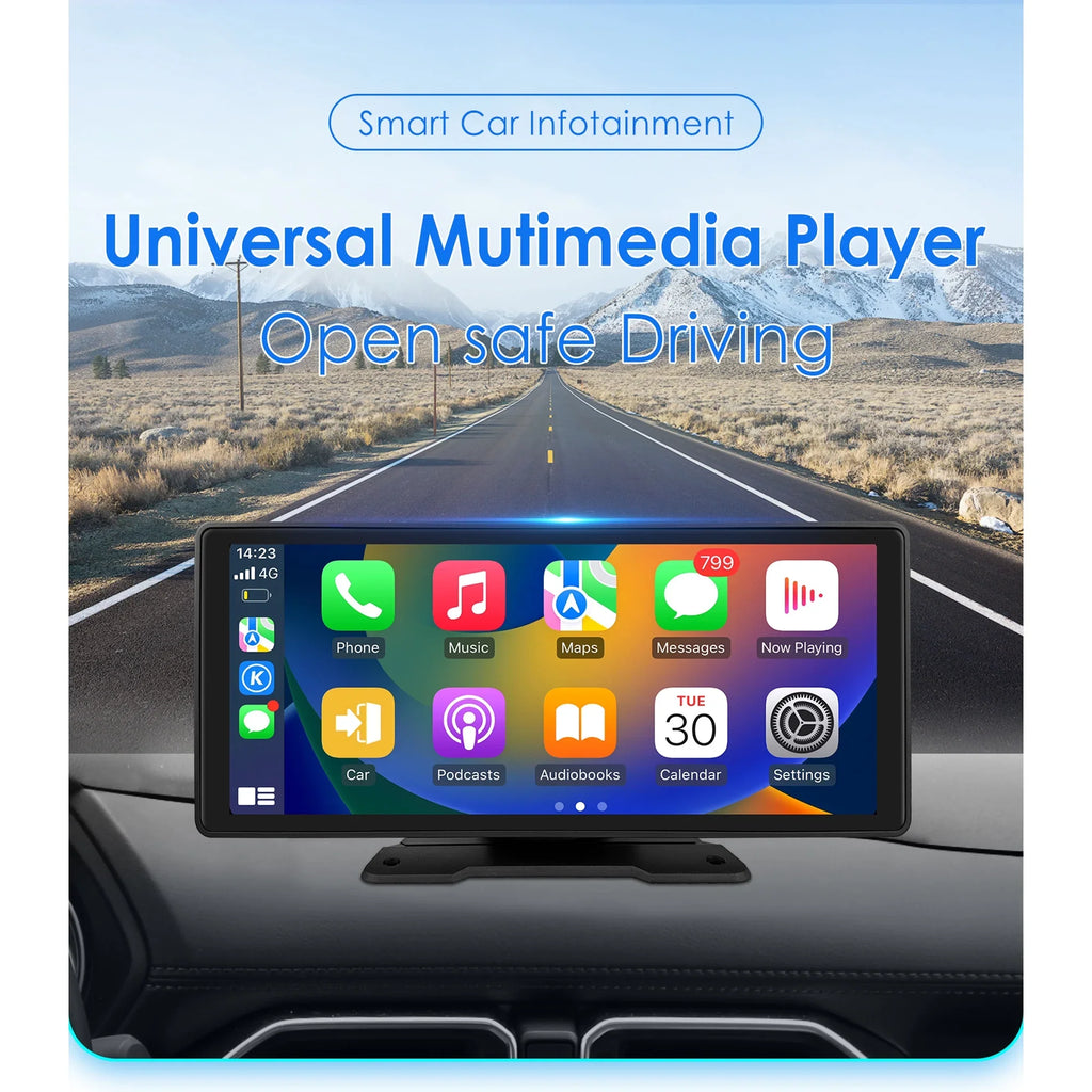 Bluetooth Head Unit Mirror 360° Link Carplay 10.26" Radio Navigation Player Stereo Touchscreen Android Auto FM GPS Car Adjustable
