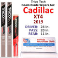 Cadillac of Wiper Wipers 2019 w/Rear 3) Beam (Set XT4 Blade