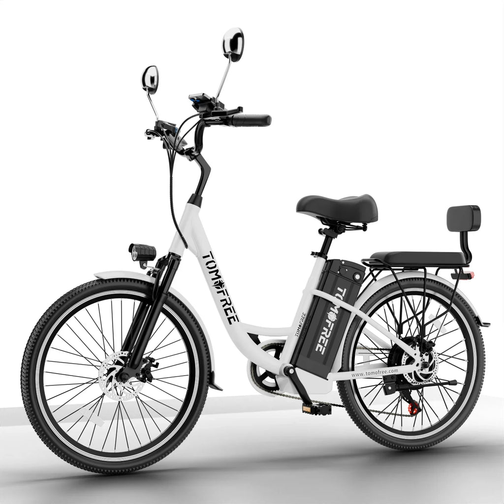 for Cruiser 7-Speed, Cityscape Shi-mano 20Ah Commuter Bike, Electric City Electric E-bike 48V Removable White 24" Battery, Bike Adults 22MPH 500W