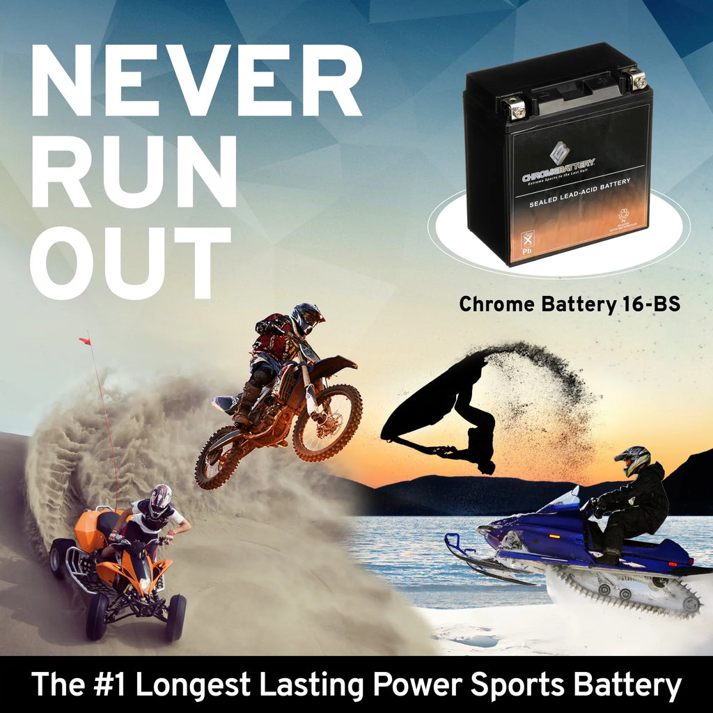 Battery CCA) 12 for Kawasaki (16-BS 2009 Motorcycle Chrome Ah, Nomad 1600cc Battery D Volt,14 230 YTX16-BS