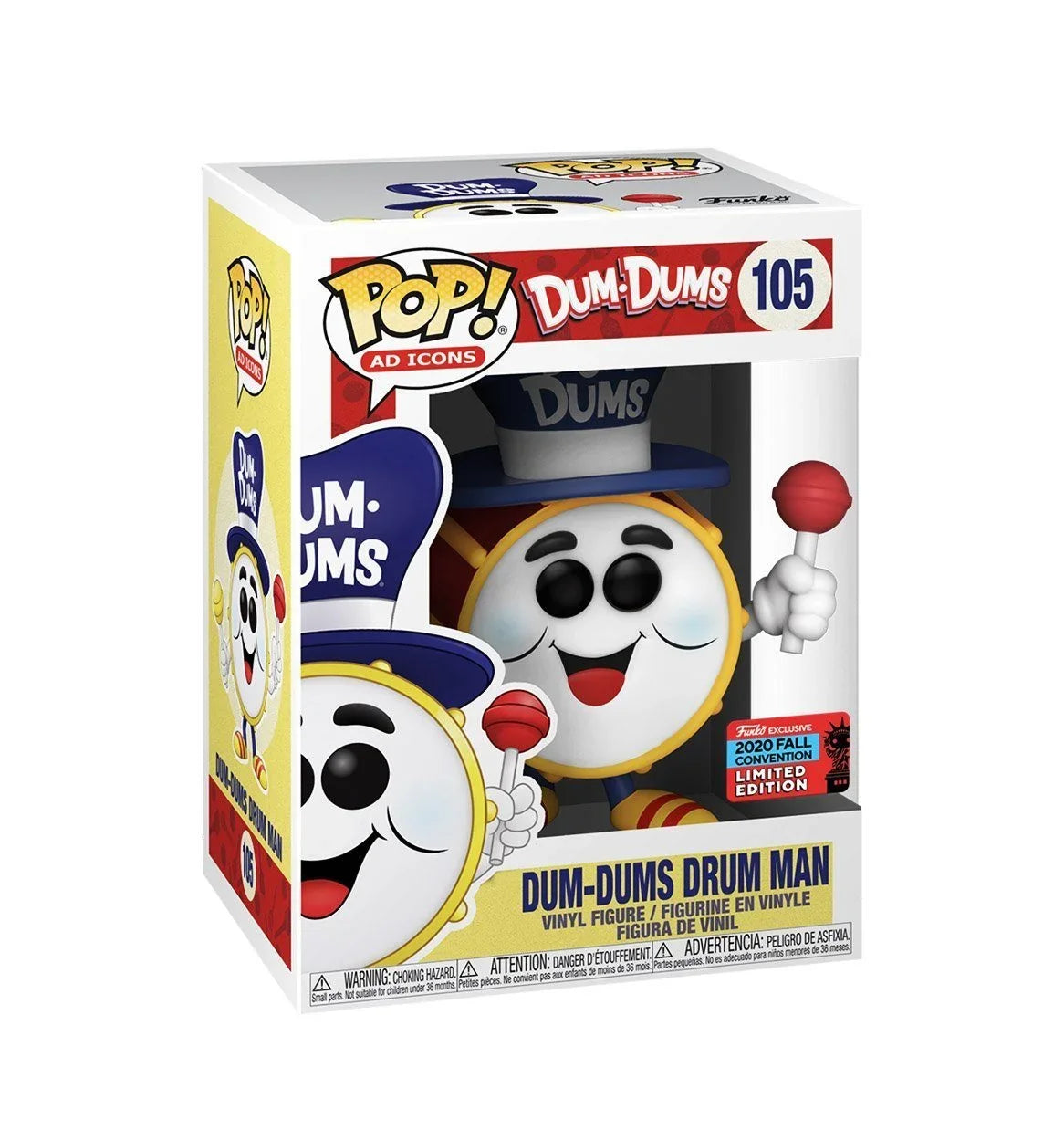 '- Pop! Fall Funko 2020 Ad Drum Man Dum-Dums Convention - #105 Exclusive - Dum-Dums - Icons
