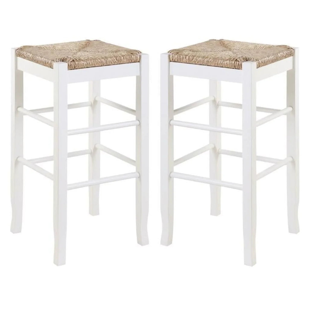 Rush - Stationary in of Home White Bar 2 29" Stool Set Square Square