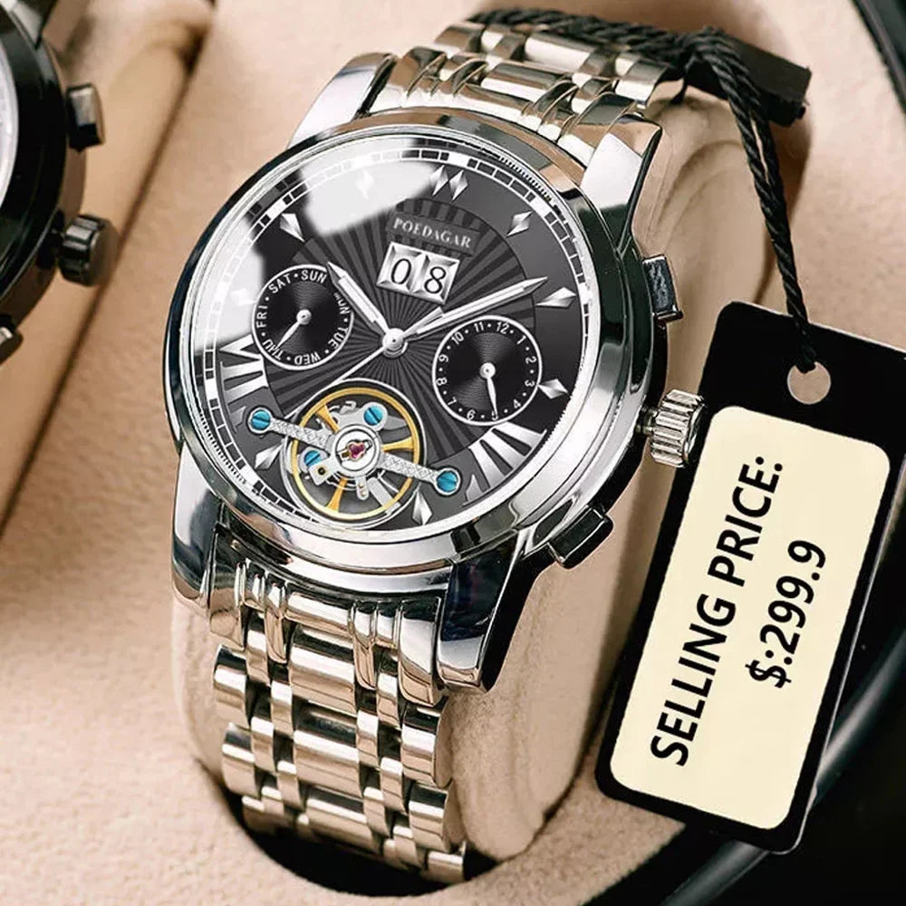 Luxury Watches Stainless Brand Wristwatch POEDAGAR Top Watch Business Waterproof Stain Luminous Men's Men Mechanical Automatic