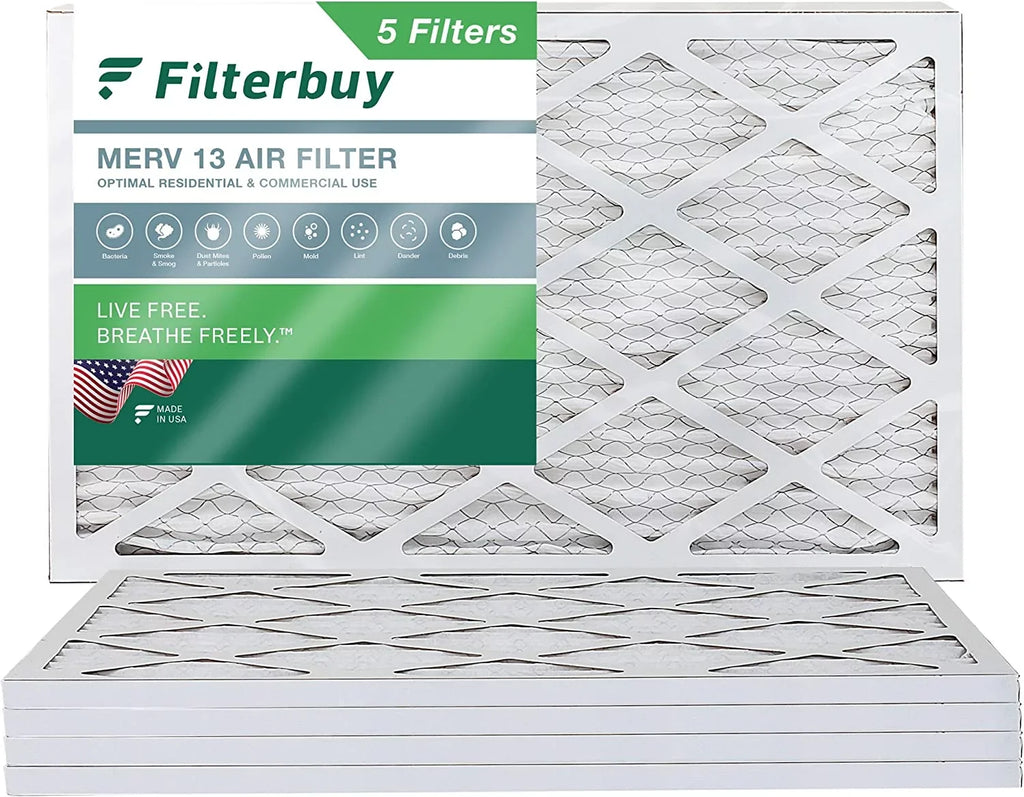 Air Filterbuy Pleated AC Filters 13 MERV HVAC Furnace (5-Pack) 20x30x1