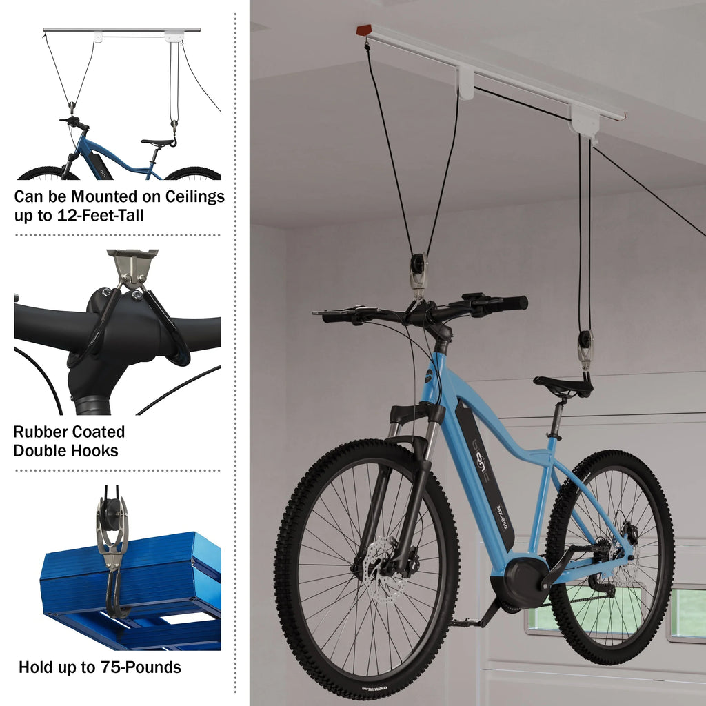 Pulley Hanger RAD - Overhead System Garage Cycle Storage Hoist Bike