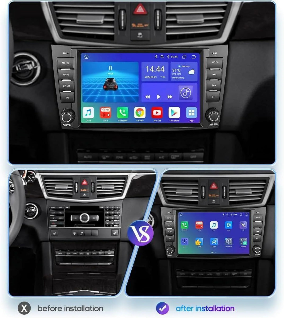 Benz 1280*720 Mercedes Radio W219 Car Nav E-Class DSP Stereo Carplay 8" for GPS