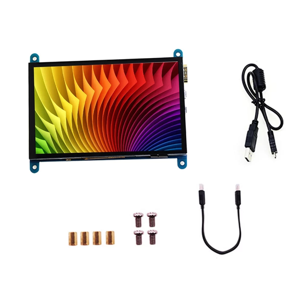 moobody Display Small USB Raspberry 5 Inch with Compatible Capacitive Interface Resolution 800*480 Portable Pi with Tool Touchscreen
