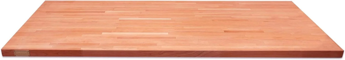 With Hardwood Wood Kitchen, W Polished, Countertop, L Food-Safe For 24" Counter Both Slabs 25" Top, 1.5" Prefinished Reversible, Thickness, Butcher Solid Grown Oil, Block X Side Cherry