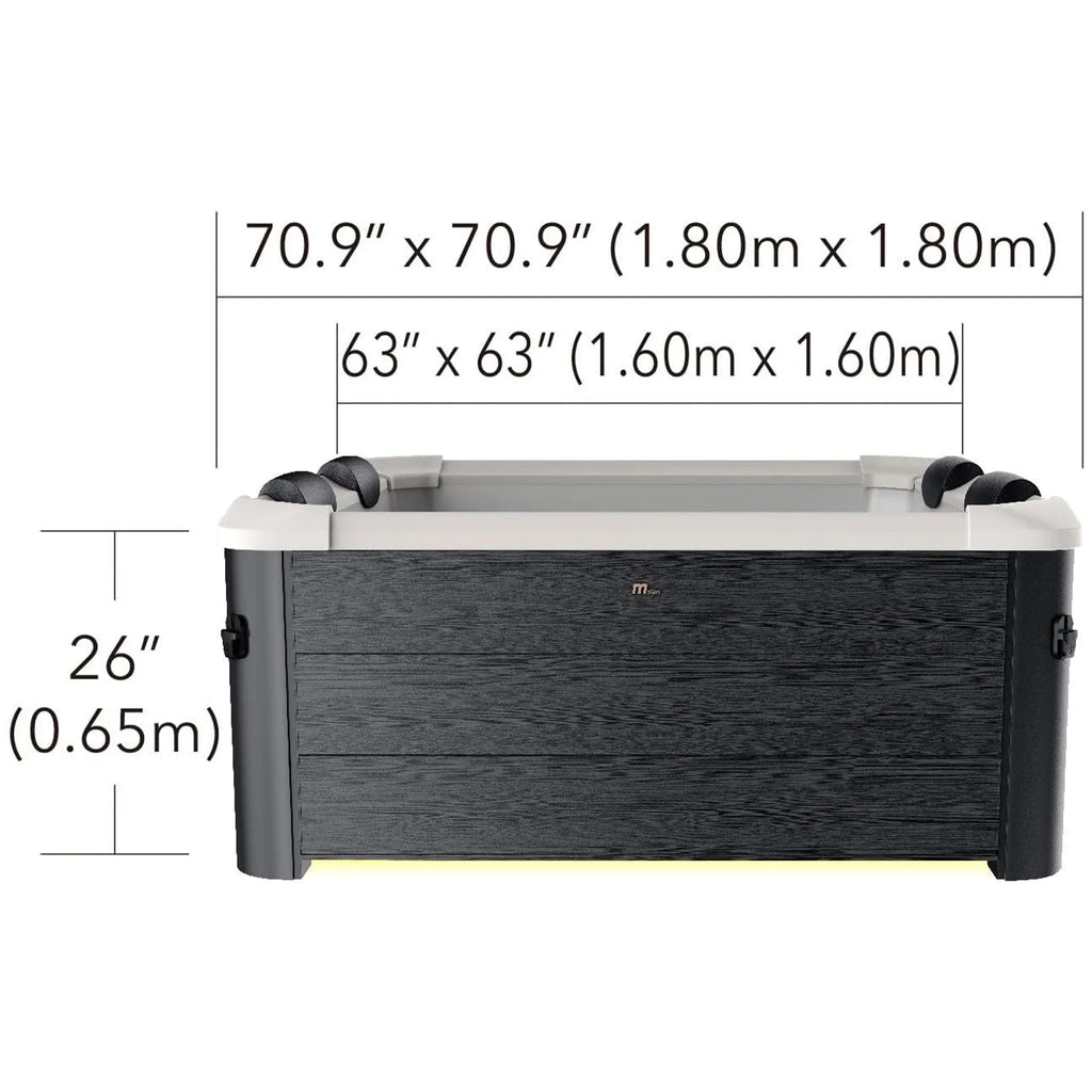 Jets LED Hot Strip Tub Squared Plus 6 with MSpa & Massage Oslo Hydro Person