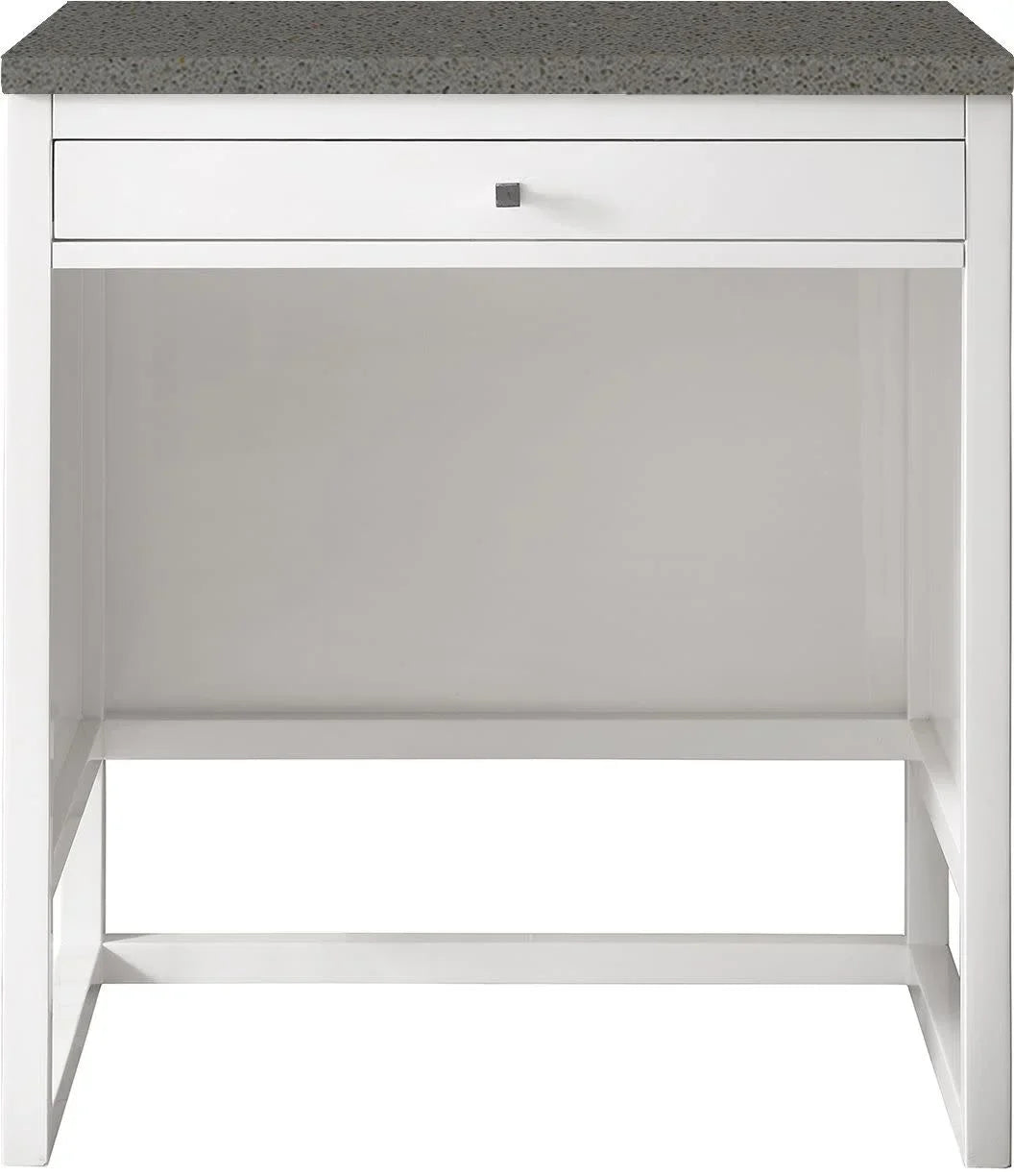 Athens Unit 30 Furniture Martin in. CM Quartz 3 White Expo Glossy Countertop Grey with James Top,