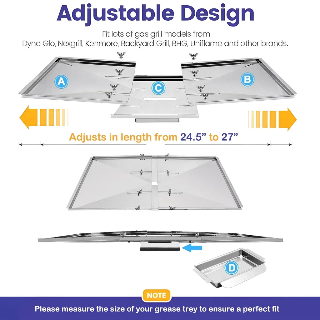 (Length Replacement to 15.5") Set from Tray and 24.5" Others Nexgrill, Grill Models Dyna for 27", Glo, Width Bbq Grease