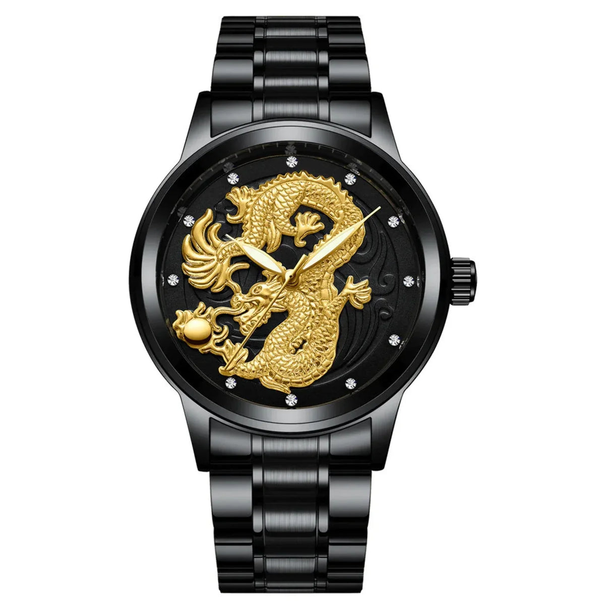 Belt Couple Steel Watch Gold And Dragon Quartz Yellow Phoenix
