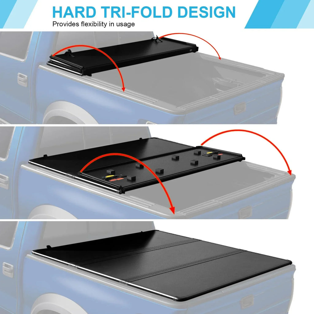 Compatible Ram 1500, 6.4Ft Cover Dodge Dodge 2002-2023 Ram 2500HD/3500HD 2003-2023 Bed Tri-Fold Truck with Tonneau Hard