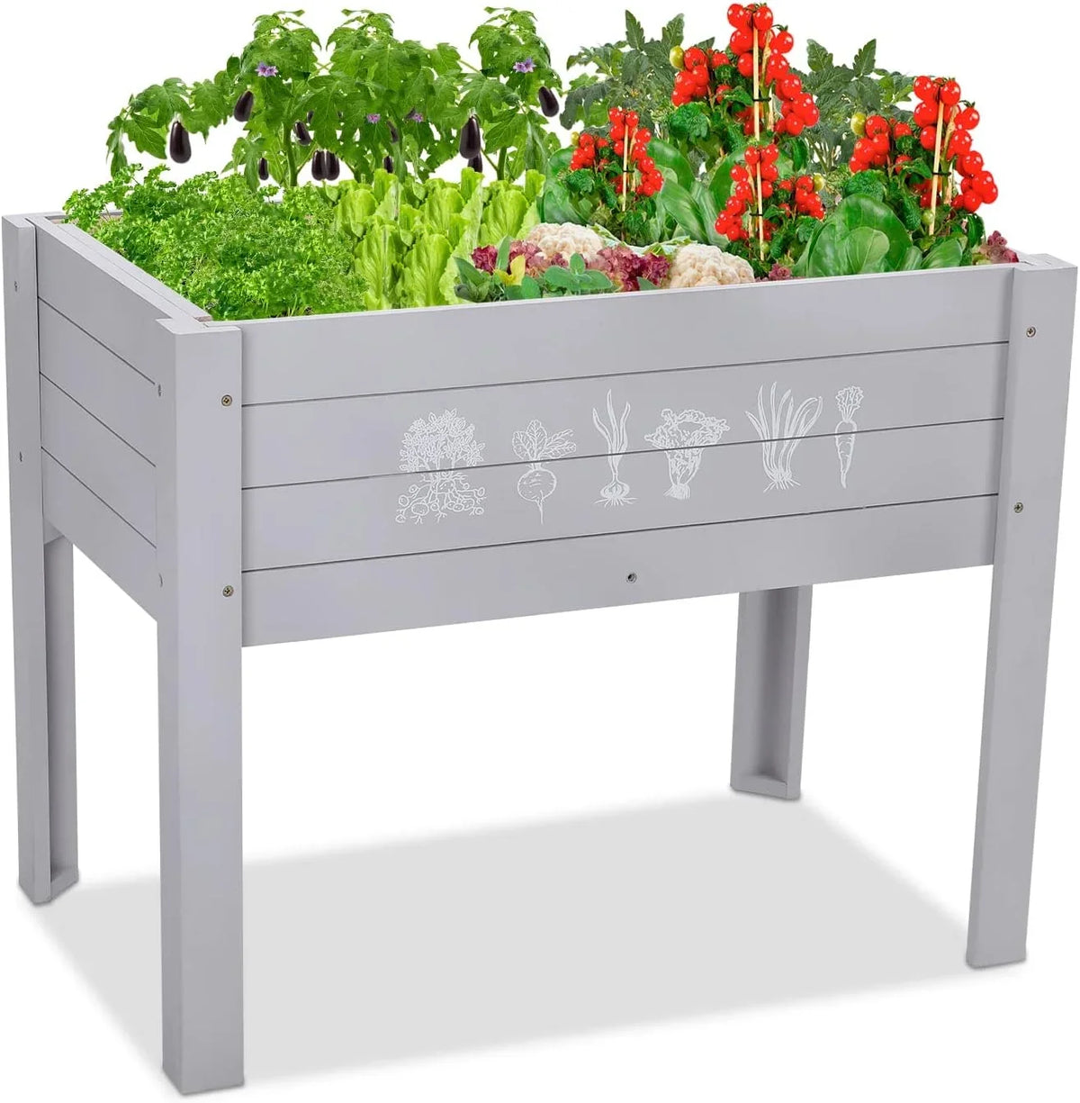 Raised for Garden Elevated Raised Light Box Yard, Bed, Inch Lawn Bed Planter x 30 Grey x 24 Grass for Kids Vegetables Kids Garden exterior Wooden Raised 18