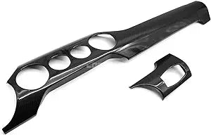 Carbon pieces Center Fiber 2015-2022 holes) 2 Trim Dry Cobra-Tek Gloss Dash Black Compatible (4 with Dashboard - Real S550 Mustang