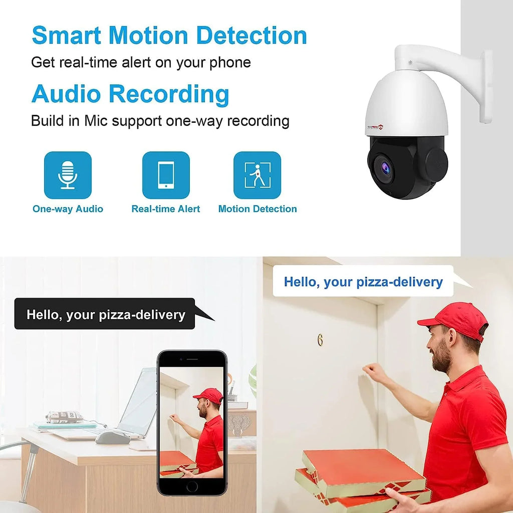 Detection, Pan PTZ with IP Mic/Audio, IP66 Vision, Zoom, Anpviz Security Optical Vehicle PTZ Person 360°/Tilt PoE 20X 5MP Indoor 90°, IR Waterproof IP Metal, Night exterior Camera Camera Surveillance